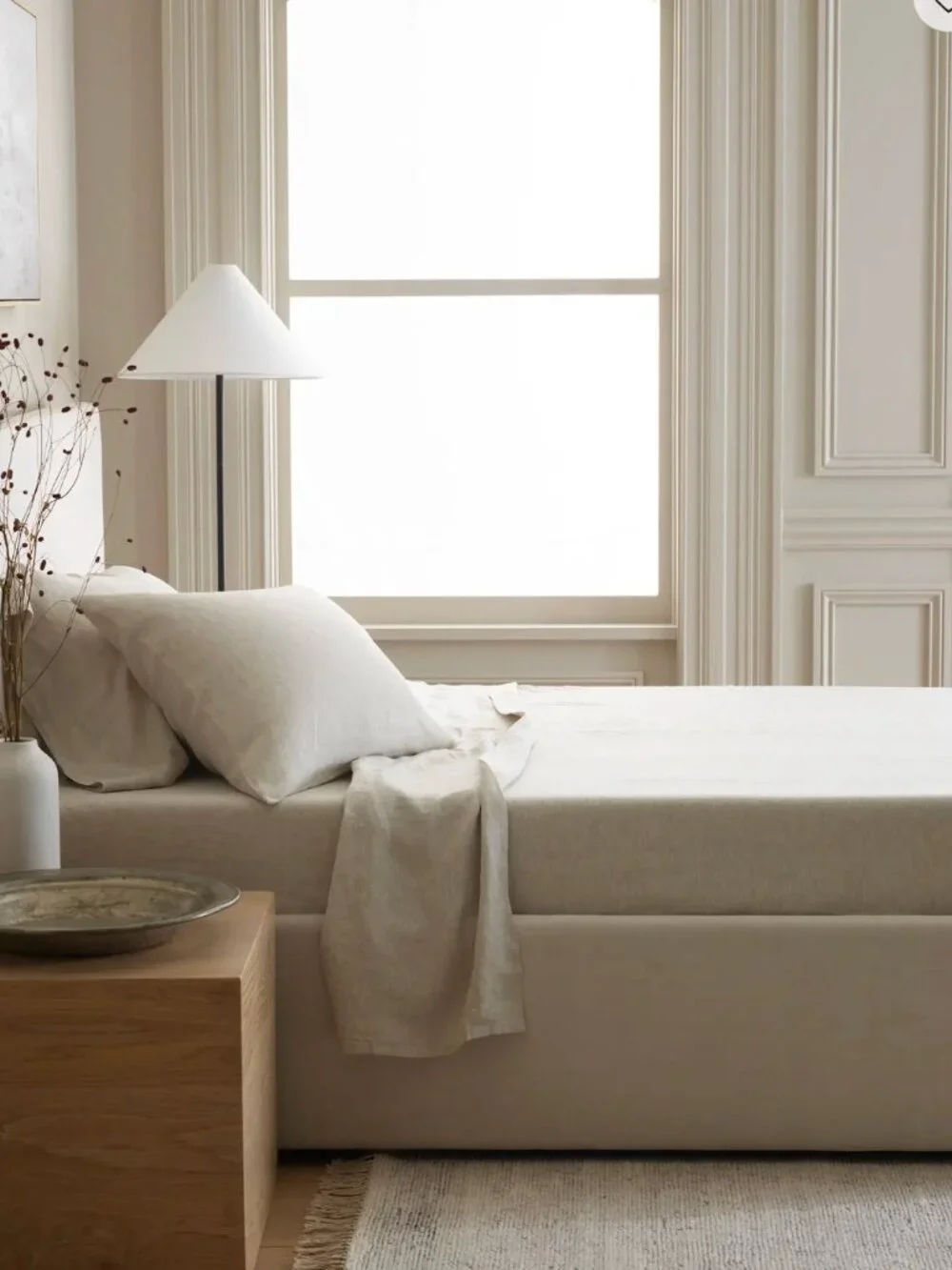 Quince European Linen Chambray Sheet Set in Natural, Queen